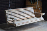 Generic 5FT Cypress Roll Porch Swing Made in USA with Hanging Hardware, Unfinished Natural Wood Tone Generic