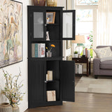 Iwell 63.8" Tall Corner Cabinet with 4 Doors and 5 Storage Shelves, Corner Bathroom Cabinet, Home Space Saver for Bathroom, Living Room, Kitchen, Black Iwell