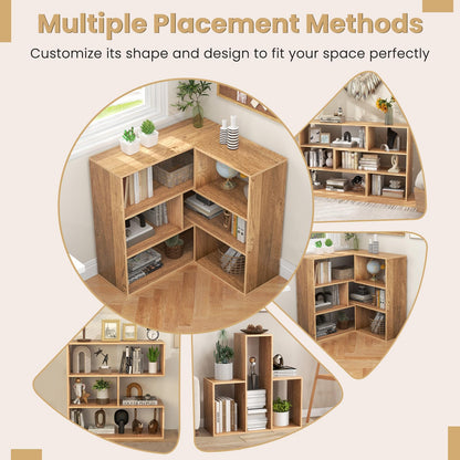 Giantex 6-Cube Customisable Wooden Bookcase with Anti-Tipping Kits, Modern 3-Tier Storage Organizer for Kids Rooms - WoodArtSupply