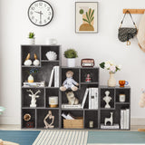 VECELO 5 Cube Modern Bookcases, 3 Tier Bookshelves, 31 Inch High Cubby Storage Organizer, Shelf Hight Up to 12.8 Inches Suit for Most Books, Vertical or Horizontal Use Available,Grey VECELO