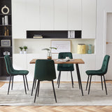 NORDICANA 5-Piece Dining Table Set, 47 in Modern Irregular Rectangle Kitchen Table & 4 Forest Green Velvet Upholstery Side Chairs, Metal Legs, Dining Room Set for 4 NORDICANA