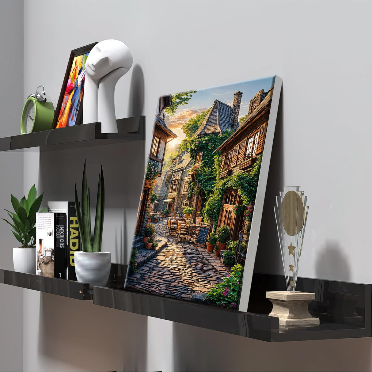 ATDMS Paint by Numbers Kit for Adults with Frame City Street Scene Paint by Number with Easel City View Adult Paint by Number Kits on Canvas Framed Paint by Numbers for Home Wall Decor 8x12 Inch ATDMS