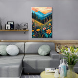 JOOZ Mountain Paint by Numbers Kit for Adults with Frame, Flowers Paint by Number with Easel, DIY Landscape Adult Paint by Number Kits Framed Canvas for Home Wall Decor 8 x 12 Inch JOOZ