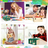 2 Pcs Unfinished Wood Box Natural Large Wooden Box 13 x 9.8 x 6.3 in, 10.6 x 7.9 x 5.5 in Pine Art Storage Boxes with Hinged Lid and Front Clasp for DIY Craft Hobbies Home Jewelry Keepsake Treasure Reginary