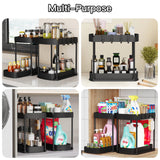 Ukeetap 2 Pack Multi-Purpose Pull-Out Storage Organizers, Under Sink Organizers and Storage for Bathroom & Kitchen, Under Cabinet Organizers and storage, 12.8 Inch, Black ukeetap