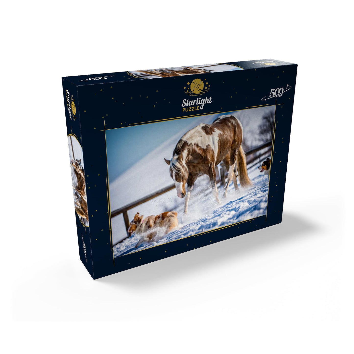 MyPuzzle American Paint Horse On Snow - Premium 500 Piece Jigsaw Puzzle for Adults