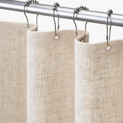 Awellife Linen Shower Curtain Beige Boho Farmhouse Shower Curtains for Bathroom Fabric Cream Cloth Liner 72 x 72 Inch