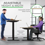 Rise Up Dual Motor Electric Standing Desk Adjustable Height Desk 60x30 Large Computer Standing Desk, Sit Stand Up Desk Raising Desk, Home Office Desk Uncaged Ergonomics