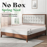 AMERLIFE King Size Solid Wood Bed Frame with Tufted Headboard, Mid-Century Style, No Box Spring Required, Easy Assembly, Walnut AMERLIFE