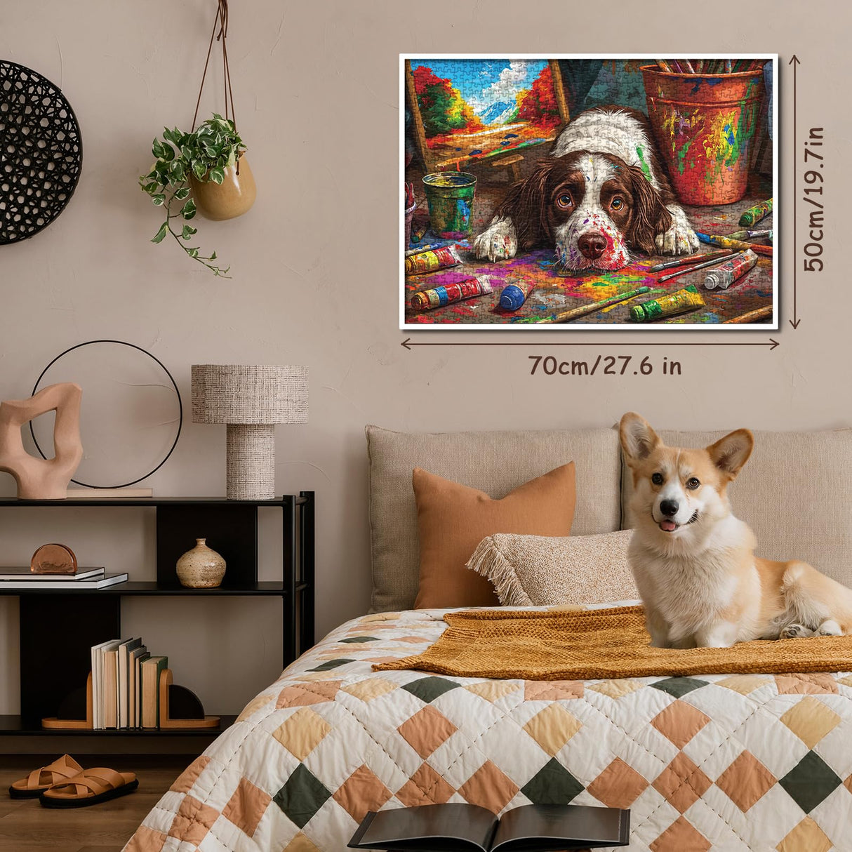 Puppy Painting Puzzle for Adults 1000 Pieces, Funny Dog Jigsaw Puzzle, Cute Animal Puzzle BBOLDIN