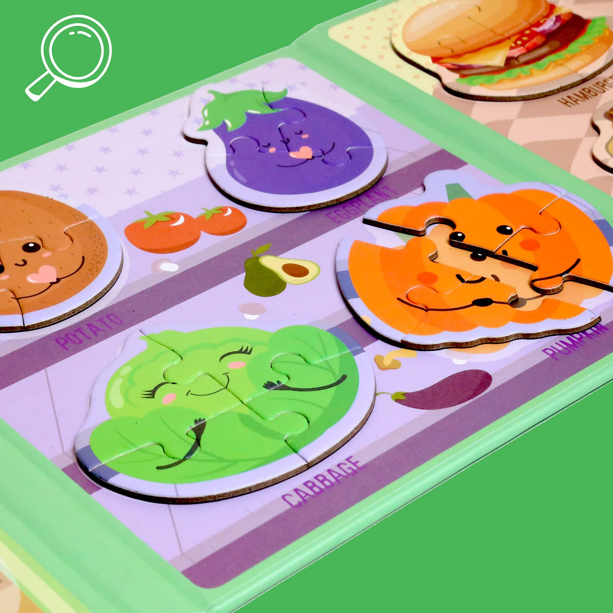 Magnetic Puzzles for Kids Ages 1-3, Travel Toddler Puzzles Ages 2-4 Year, Food Activities Toy for Boys & Girls 3-5 yo - Learning Magnet Gift for Road Trip QimuMku