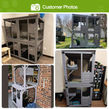 GUTINNEEN Cat House Outdoor Cage Cat Enclosure on Wheels,Large Wooden Kitty Catio with Resting Box,PVC Layer GUTINNEEN