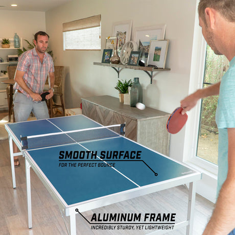 GoSports 6 ft x 3 ft Mid-size Table Tennis Game Set - Indoor / Outdoor Portable Table Tennis Game with Net, 2 Table Tennis Paddles and 4 Balls GoSports