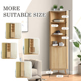 USSerenaY 68" Corner Storage Cabinet, Tall Corner Shelf with Fluted Doors and Adjustable Shelves, 6-Tier Bathroom Shelf Floor Cabinets for Living Room Kitchen, Hallway USSerenaY