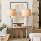PARTPHONER 23" Modern Ceramic Table Lamp Set of 2, Table Lamps for Living Room, Rustic Farmhouse Bedside Lamps Nightstand lamp for Bedroom, White Desk Lamp for End Table Home Decor Beige PARTPHONER