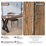 Sihtengxxhongs Rustic Style Solid Wood 55-inch Computer Desk - Large Office Desk for Home Office, Modern and Simple Design, Ideal for Study, Writing, Sihtengxxhongs