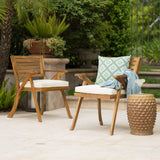 Christopher Knight Home Hermosa Outdoor Acacia Wood Arm Chairs, 2-Pcs Set, Teak Finish / Cream Christopher Knight Home
