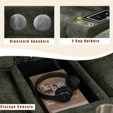 JUSTONE 124" U-Shaped Modular Sectional Sofa with Storage & Charging Station | 2 Movable Ottomans, Bluetooth Speakers, Cup Holders | Recliner Function, Convertible Design, Green Chenille Fabric JUSTONE