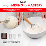 Swice Bread Proofing Basket, Round 9-Inch Banneton Sourdough Starter Kit with Lame, Dough Scraper, Linen Liner, and Basting Brush, Complete Bread Making Supplies and Tools Swice