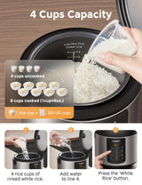 COMFEE' Compact Rice Cooker, 6-in-1 Stainless Steel Multi Cooker, Slow Cooker, Steamer, Saute, and Warmer, 2 QT, 8 Cups Cooked(4 Cups Uncooked), Brown Rice, Quinoa and Oatmeal, 6 One-Touch Programs COMFEE'