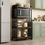 4-Tier Kitchen Baker's Rack with Rolling Wheels, Microwave Oven Cart Stand, Adjustable Utility Shelving Storage Unit, Heavy Duty Organizer Rack for Living Room, Garage, Home and Office(Brown) SUININGCOOL