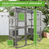 Catio Outdoor Cat Enclosure with Weatherproof Tarp Roof, Large Window, Multi-Platform Walk-in Cat House for Indoor/Outdoor Use Gowoodhut