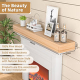 AZSKY Natural Wood Floating Fireplace Mantel Shelf 36 Inch Mantels for Over Fireplace Wall Mounted Farmhouse Fireplace Mantel Shelf with Invisible Bracket One Piece Floating Book Shelves AZSKY