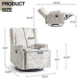 DREAMSIDEA Swivel Rocker Recliner Chair, Manual Nursery Glider Recliner, Floral Fabric Wingback Accent Chair with Adjustable Backrest & Footrest for Small Spaces Living Room Bedroom (Beige, Set of 1) DREAMSIDEA