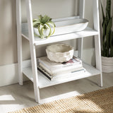 Sophisticated White 4-Shelf Ladder Bookcase by Walker Edison Walker Edison