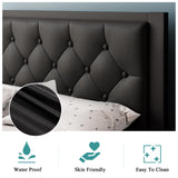 iPormis Twin Size Metal Bed Frame, Faux Leather Platform Bed Frame with Button Tufted Headboard, 12" Underbed Space, Steel Slats Support, Easy Assembly, No Box Spring Needed, Black iPormis