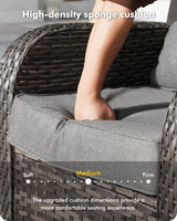 CAODOC 3-Piece Swivel Rocking Rattan Chair Outdoor, Patio Bistro Furniture Conversation Set, Wicker Chair with Coffee Table Dark Gray CAODOC