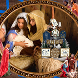 Bucherry 1 Sets Christmas Christian Tiered Tray Decor Christmas Jesus Theme Tray Decor Angel Jesus Star Wooden Decor Wood Angels Mangers Jesus' Birth Decor(Novel) Bucherry