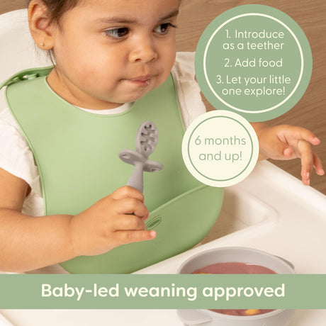 UpwardBaby 3-Pack Silicone Baby Feeding Spoons with Anti-Choke Barrier for Self Feeding 6 Months, Infant First Stage Textured Toddler Utensils, Baby Led Weaning Spoons UpwardBaby