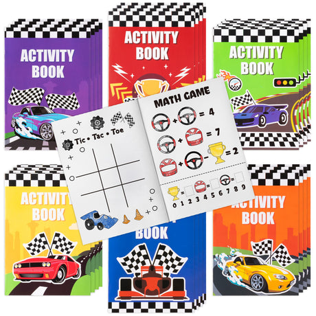 JAPBOR Race Car Coloring Books - 24PCS Mini Racing Cars Activity Color Books Bulk for Kid Party Favors, Truck Transportation Themed Small Colouring Pages for Birthday Gifts Class Drawing Painting Game JAPBOR