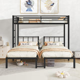 EYATZO Heavy Duty Triple Bunk Bed for Kids, Twin Over Twin Over Twin Bunk Bed, Metal 3 Bed Bunk Beds for Teens and Adults, No Box Spring Needed, Black EYATZO