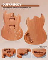 Leo Jaymz DIY Double Cut Electric Guitar Kits with Mahogany Body and Neck - Laurel Wood Fingerboard and All Components Included (DC) Leo Jaymz