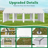 EROMMY 13x26ft Outdoor Party Tent, Heavy Duty Wedding Canopy with 8 Removable Sidewalls, 2 Roll-up Doors & 2 Storage Bags, Gazebo Shelter Tent for Party Event Commercials, White EROMMY