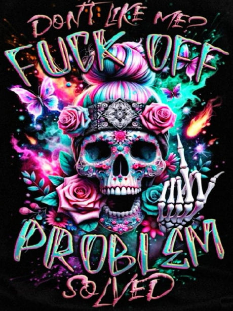 mrpwnle Skull Diamond Art Kits for Adults, Don't Like Me Skull Diamond Painting Kits for Adults Beginners, 5D DIY Full Drill Round Gem Art Crafts Paintings for Home Wall Decor 12 x16Inch mrpwnle