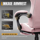 GTRACING Gaming Chair Ergonomic Office Chair with Foot Rest & Pocket Spring Cushion, High Back Computer Desk Chair with Headrest & Lumbar Support, Breathable Fabric Game Chair for Adults, Pink GTRACING