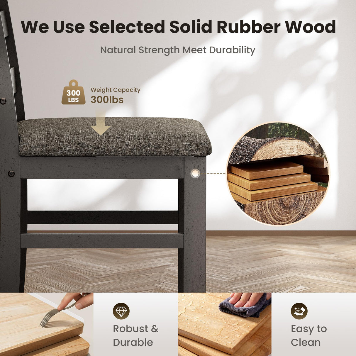 PHI VILLA Dining Table Set for 4, Modern Farmhouse Kitchen Table Set, Faux Marble Dining Table and 4 Cushioned Chairs, Solid Rubber Wood Dining Room Table Set, Venatino White Marble& Black PHI VILLA