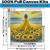 Sunflower Skirt Woman 5D Diamond Art Kits for Adults Beginners,Seaside DIY Full Round Drill Diamond Painting Kits, Paint by Diamonds Dots Gem Art Crystal Easy,Home Wall Decor 14X14 Inch Acelii