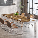 Tribesigns 6.5FT Conference Table for 8-10 People, 78 inch Large Rectangular Meeting Table with Mirrored Metal Legs, Modern Boardroom Desk Seminar Training Desk for Office Conference Room Tribesigns