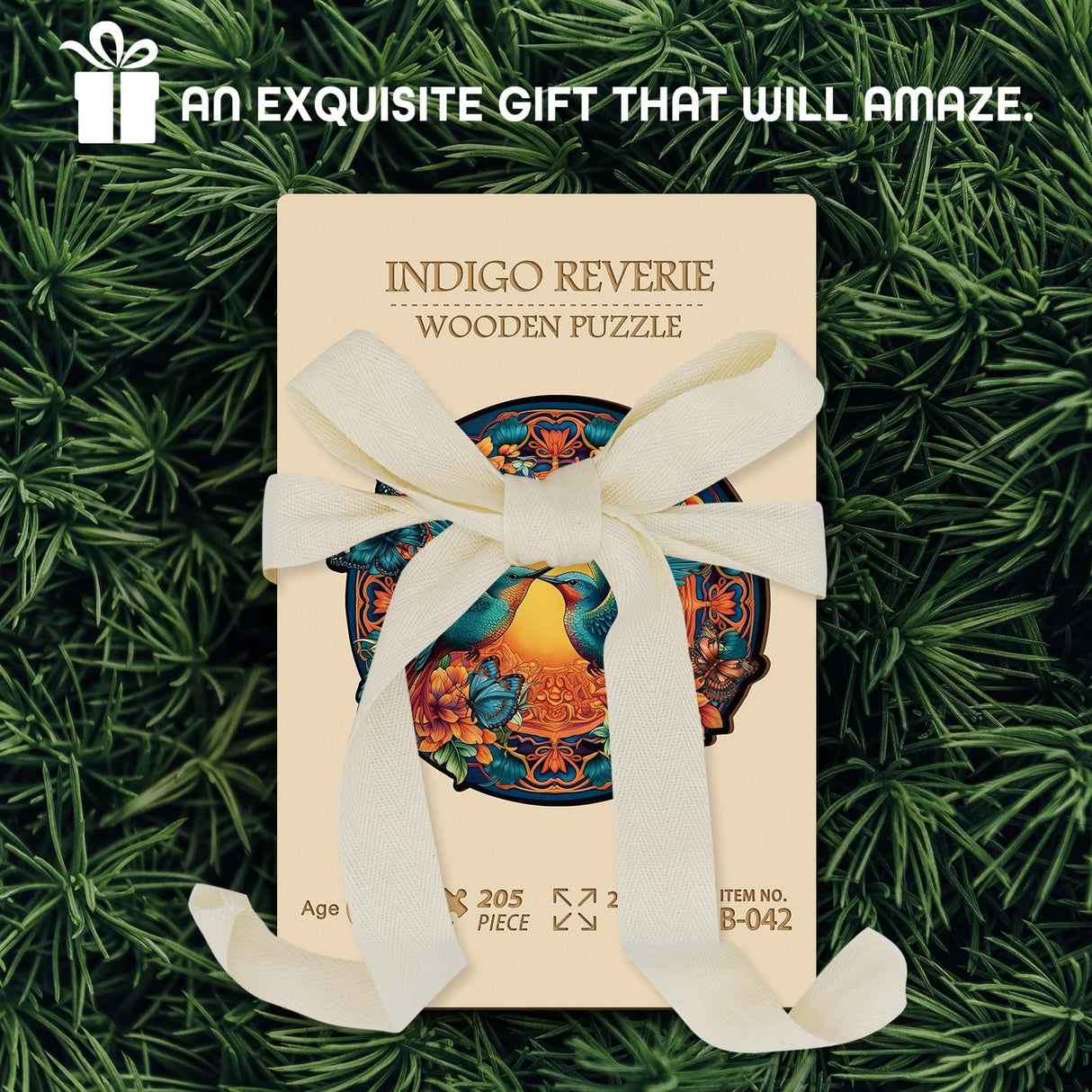 Mandala Hummingbird Wooden Puzzles, Bird Hard Jigsaw Puzzles for Adults, Gradient Flower Wood Puzzle BBOLDIN