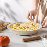 MALACASA Pie Pan, Stoneware Pie Dish for Baking, 45 OZ Deep Dish Pie Pans 9 Inch, Embossed Quiche Baking Dish for Oven, Fluted Dish Pie Plate for Apple Pie, Pot Pie and Quiche, Set of 1, Series LYDIA MALACASA