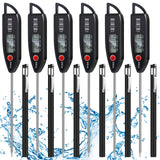 Copkim 6 Set Waterproof Food Thermometer for Water, Liquid, Candle and Cooking Digital Meat Thermometer with Long Probe Instant Read for Kitchen BBQ Grill Candy (Black) Copkim