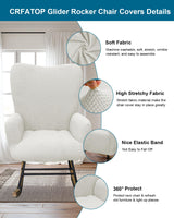 CRFATOP Jacquard 1 PC Nursery Rocking Chair Recliner Covers Upholstered Glider Rocker Banquet Armchair Slipcover Stretch Accent Chairs Furniture Protector for Living Room Bedroom Offices,White CRFATOP