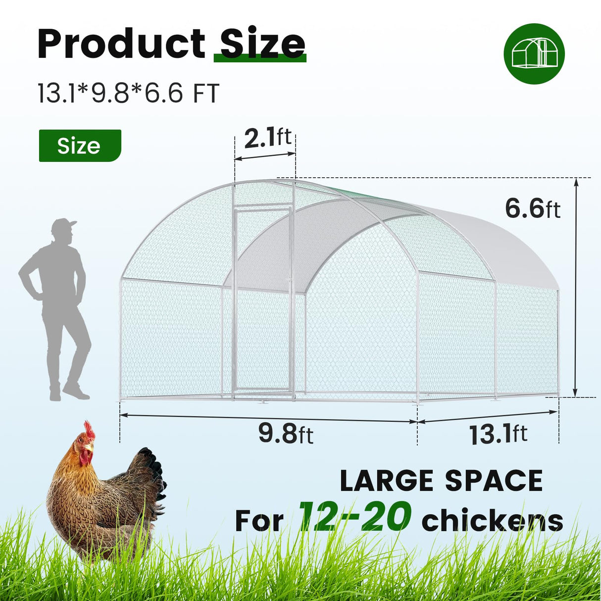 Chicken Coop Large Metal Chicken House Chicken Coops for More Than Chickens Poultry Cage with Waterproof Cover for Rabbits Duck Walk-in Chicken Run for Yard Chicken Pen CHIKENCOOP