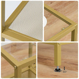 HOOBRO TV Stand with LED Lights and Power Outlets for TVs up to 75", Modern 63 Inch Tempered Glass TV Console Table with Open Shelves, Media Entertainment Center for Living Room, Gold GD165UDS01 HOOBRO