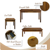 Casual Home Kennedy End Table Drawer, Concealment Furniture, Warm Brown Casual Home