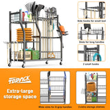 TORACK Garden Tool Organizer with Wheels, Rakes Shovels Yard Tools Stand for Garage, Shed, Garden, Indoor/Outdoor Long-Handled Tools Cart TORACK